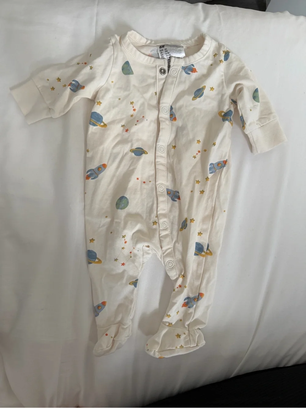 H&M Cream Planet & Rocket Print Baby One-Piece